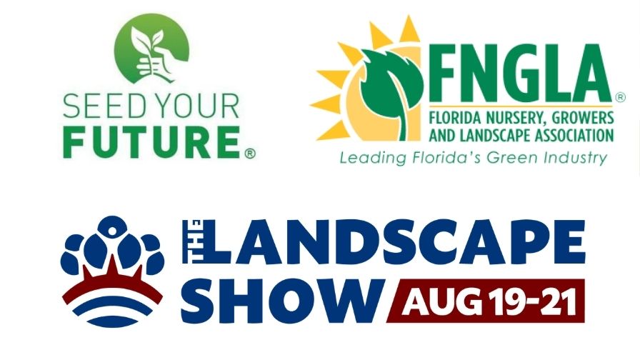 (Clockwise from top left) The Seed Your Future, FNGLA, and The Landscape Show logos.