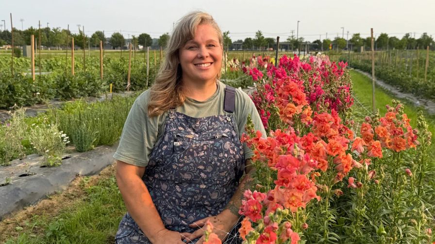 Tricia Lourenco Boucher is overseeing the cut flower variety trial at URI’s Agronomy Farm.