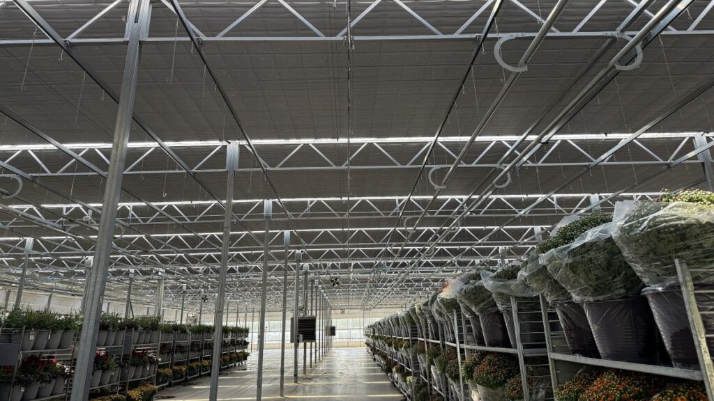 Blackout curtains help reduce heating demand while supporting crop timing.