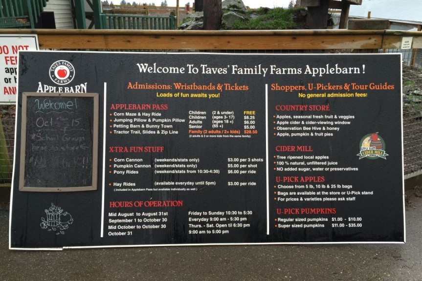 It takes a big sign to cover all the attractions.