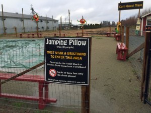 The Jumping Pillow is wedged in between several attractions.