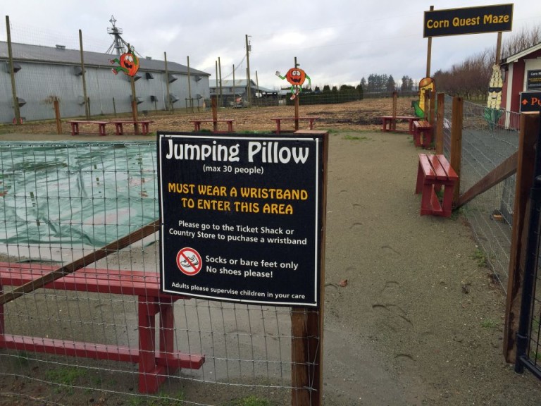 The Jumping Pillow is wedged in between several attractions.