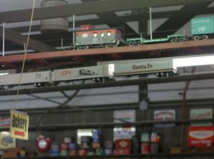 Toy trains and tractors add interest in the farm market.