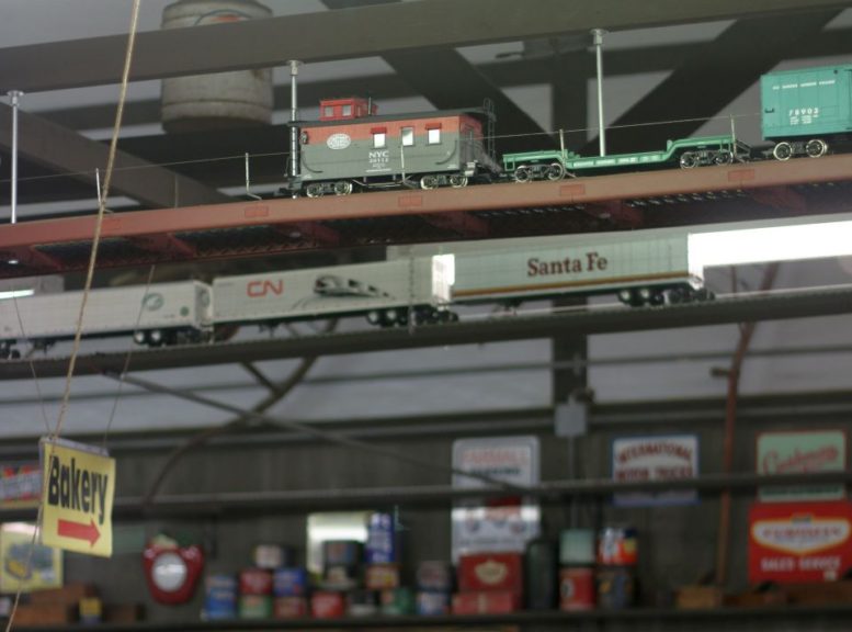 Toy trains and tractors add interest in the farm market.