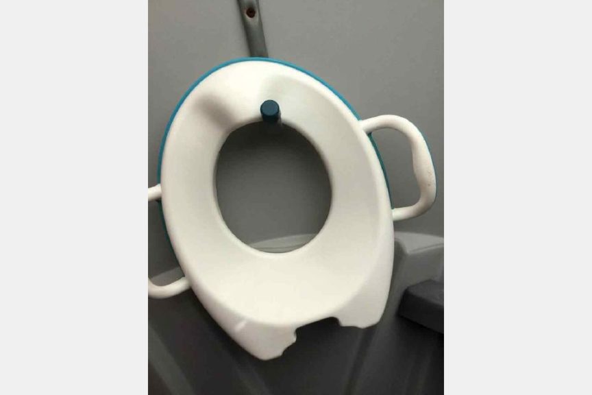 Hang a toddler seat in each portable restroom.