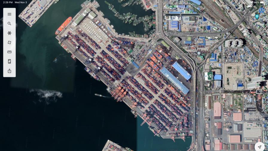 Google Earth look at the Port of Busan in South Korea