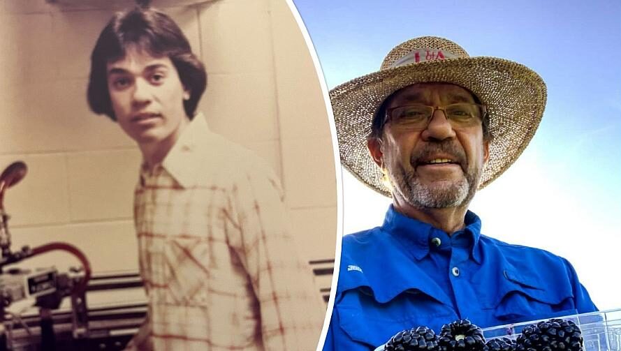 University of Arkansas researcher John R. Clark then and now