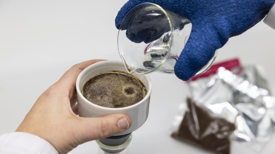 VTT research scientists making coffee in a lab