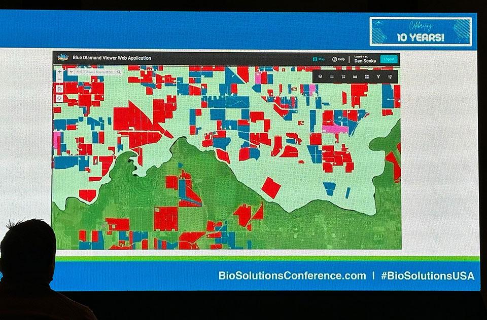 Blue Diamond Growers groundwater basin map as showing during BioSolutions Conference 2025