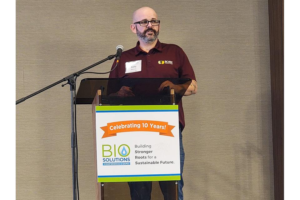 Kelly Vance of Biobee speaking at BioSolutions Conference 2025