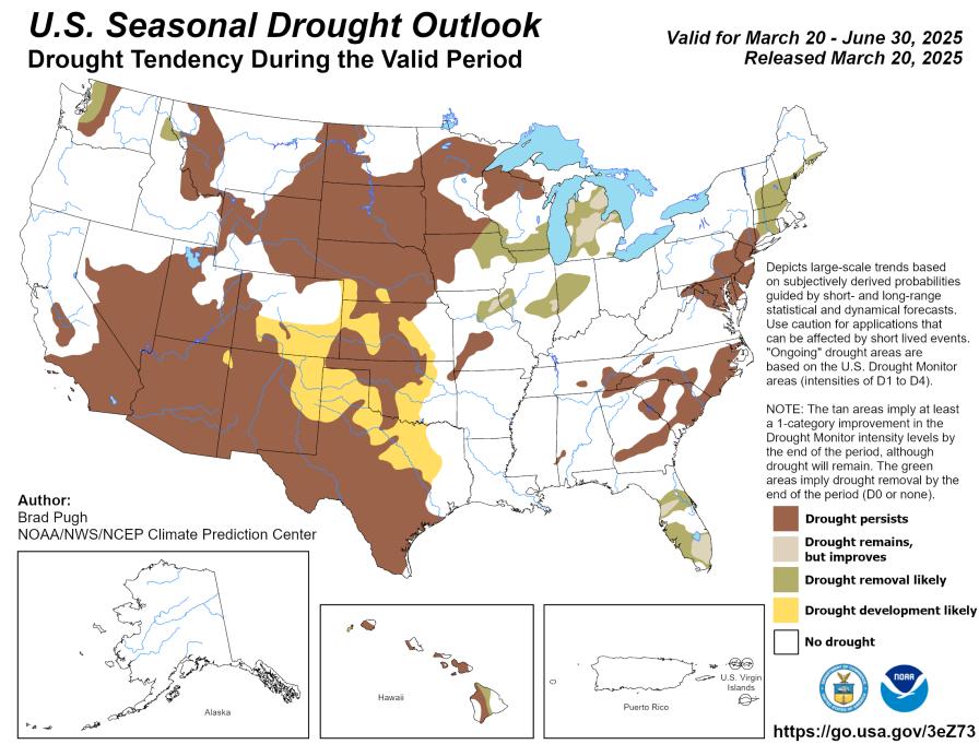 NOAA spring 2025 drought map