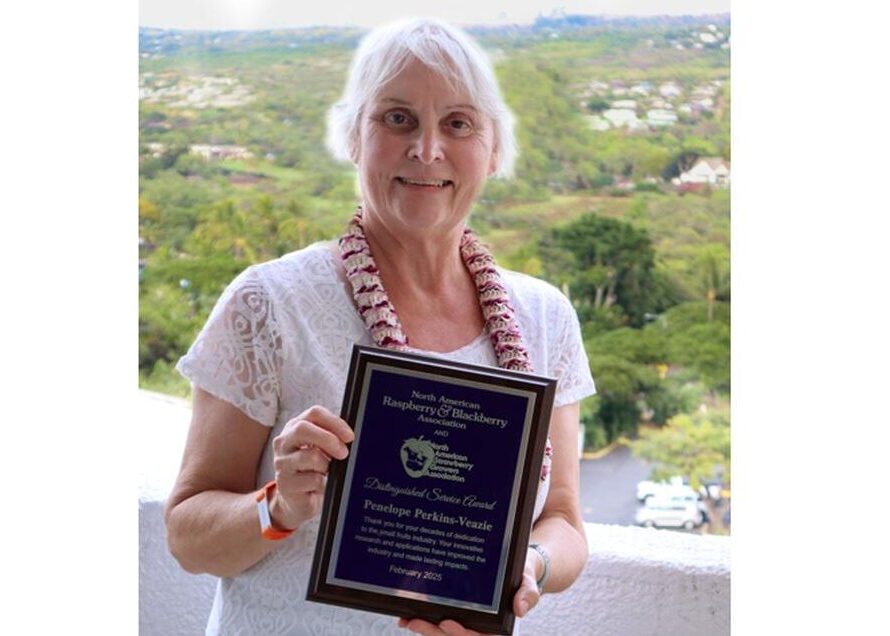 Penny Perkins-Veazie with berry industry award