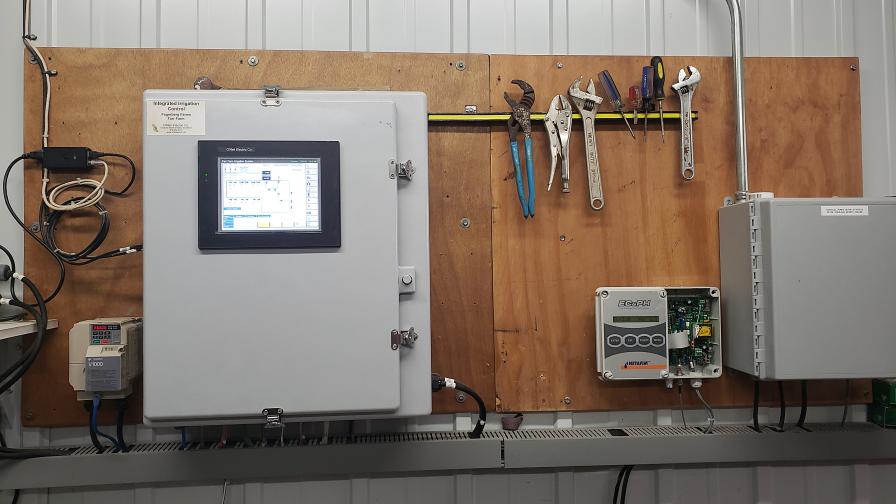 Irrigation control system panel at Fagerberg Produce