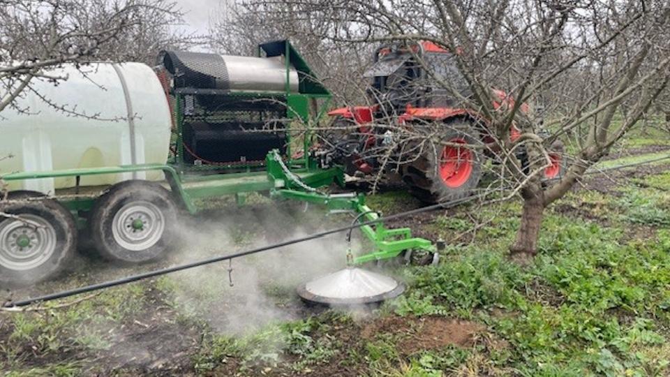 Steam weeding at Gemperle Farms