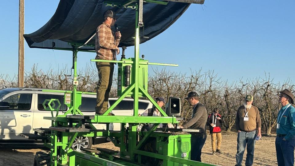 Harvest machine at HMC Farms