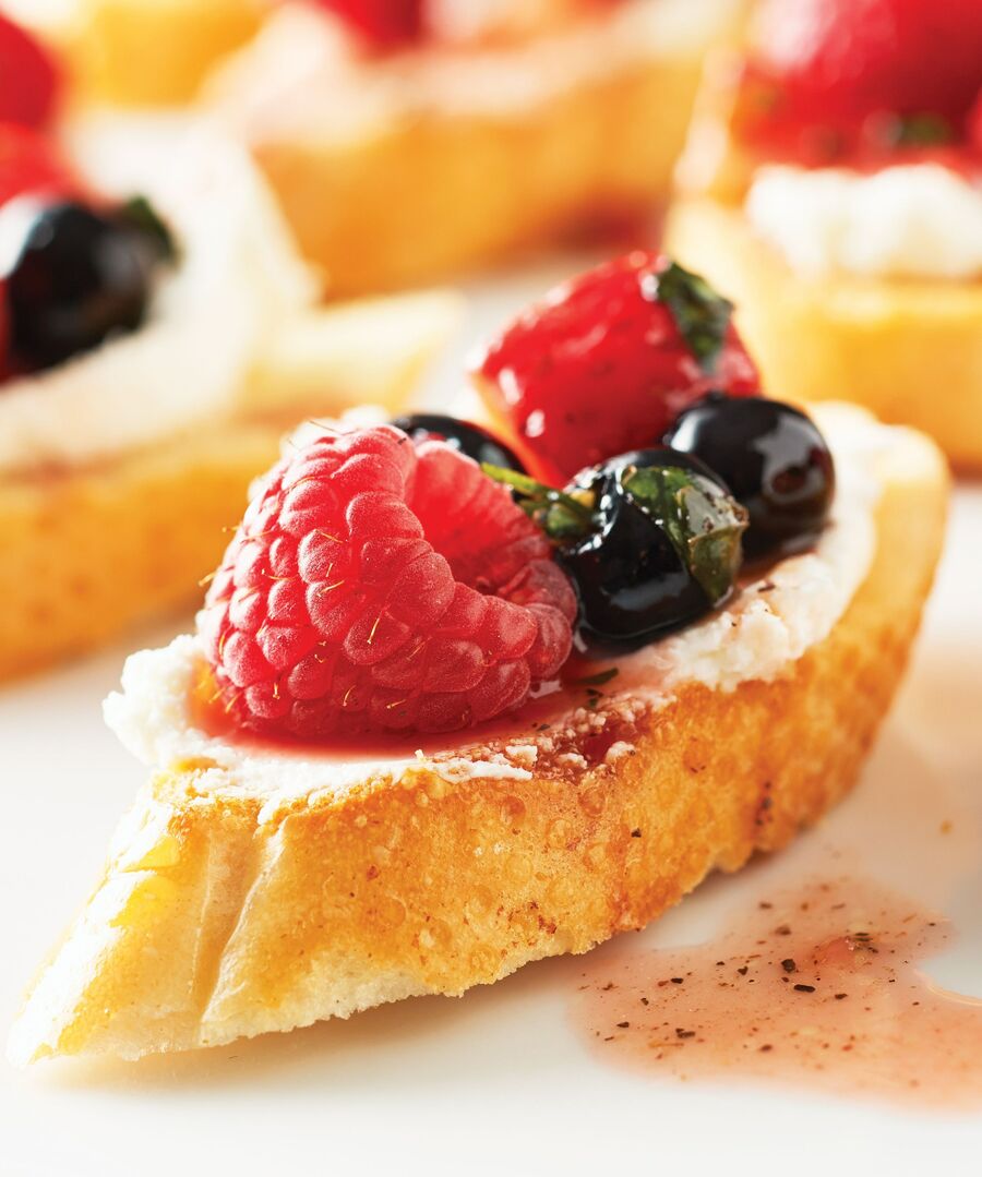 Triple berry and goat cheese bruschetta