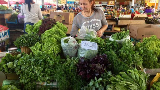 A salad vendor at the local bazaar.