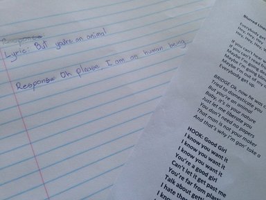 A picture of a student's journal following the "Blurred Lines" intervention used to teach consent.