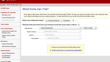 FECA: ECOMP Website: Filing a Claim