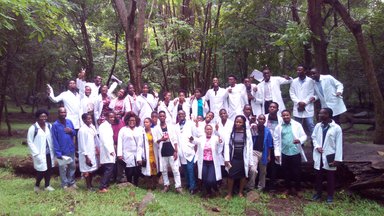 Group of students in the botanical garden