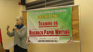 Rosemary O'Leary giving a lecture in her local community