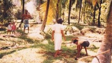 Villagers preparing their plot to plant Rambutan