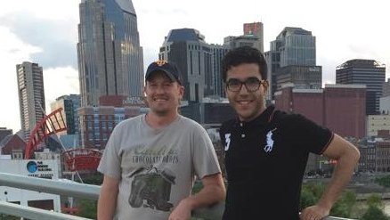 Reda Dihimine reunited with returned Volunteer Justin in Nashville.