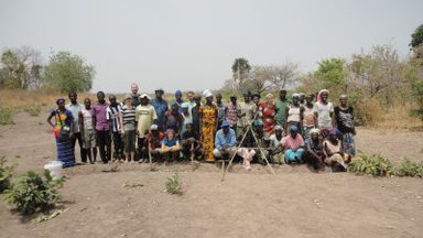 Group shot after a day of making contour berms in Fodé Bayo. Photo by PCV Amanda Landry