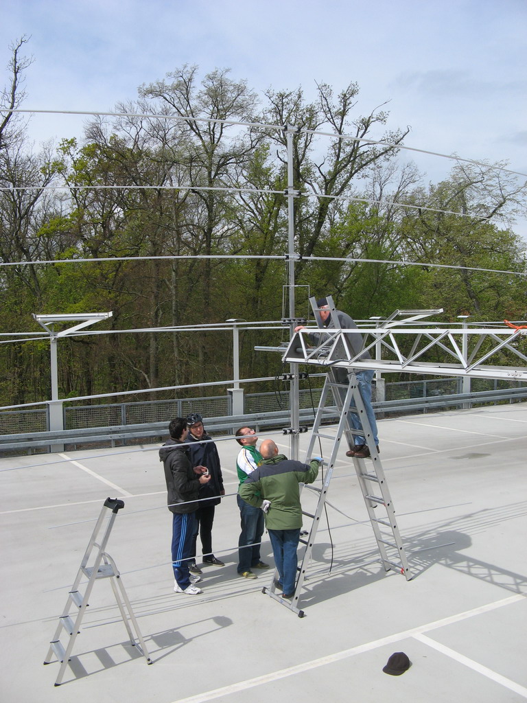 Javier, Manfred, Artur, Alessandro and Boris mounting new Yagi Antenna