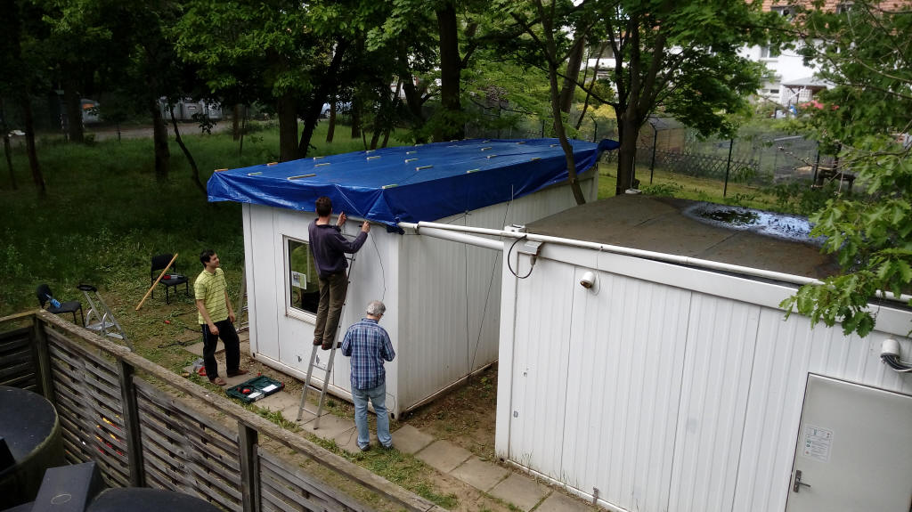 20170513 plastic cover added on the overall structure as rain expected in the incoming days