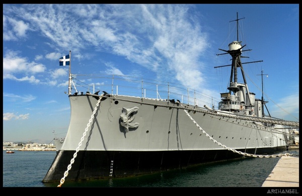 the battleship G. Averof at Trocadero bay today
