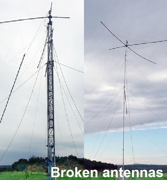 Broken antennas after St Jude storm, also known as Cyclone Christian