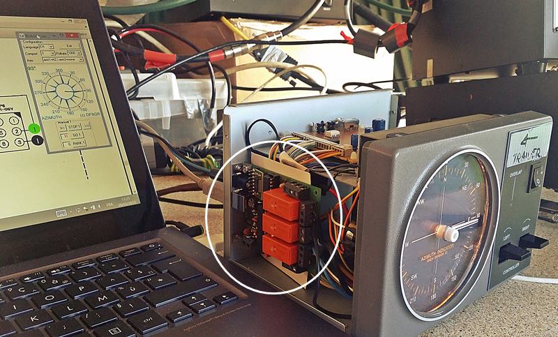 ERC USB kit inside the Yeasu G450C rotator control box