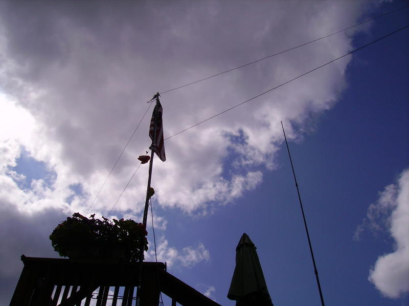 flagpole dipoles and vertical off upper deck!