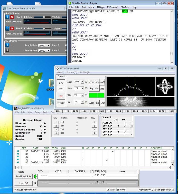 My last qso with K1N. My friend Craig K9CT was the op. The last day at Navassa
