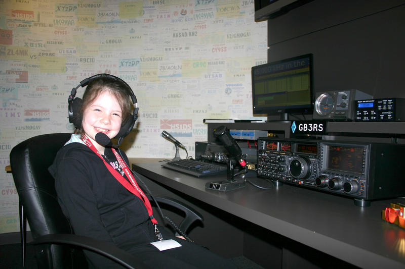 Charlotte age 7 working GB3RS at the RSGB National radio centre Bletchley Park