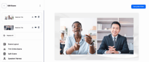 Image of two people conversing in recording