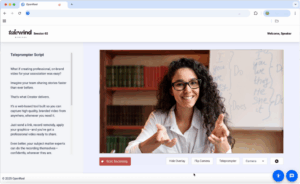 Image of a woman preparing to record herself.