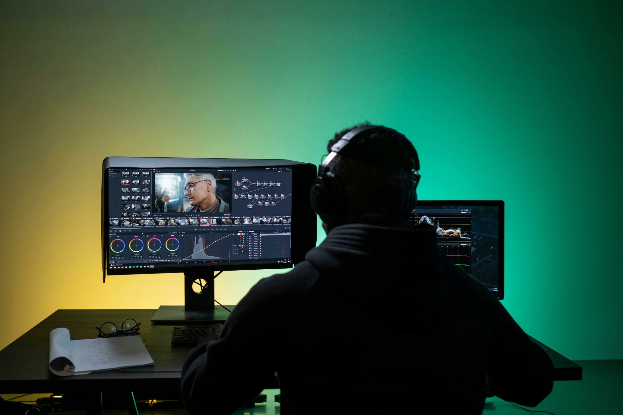 A guy is editing an event recap video