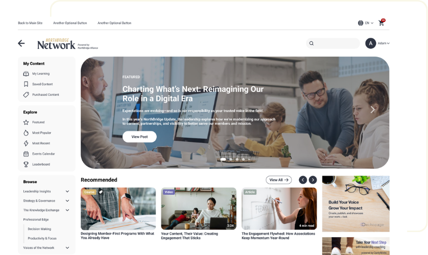 TaleWind Media Platform homepage showing a featured carousel of content with content thumbnails and banners below