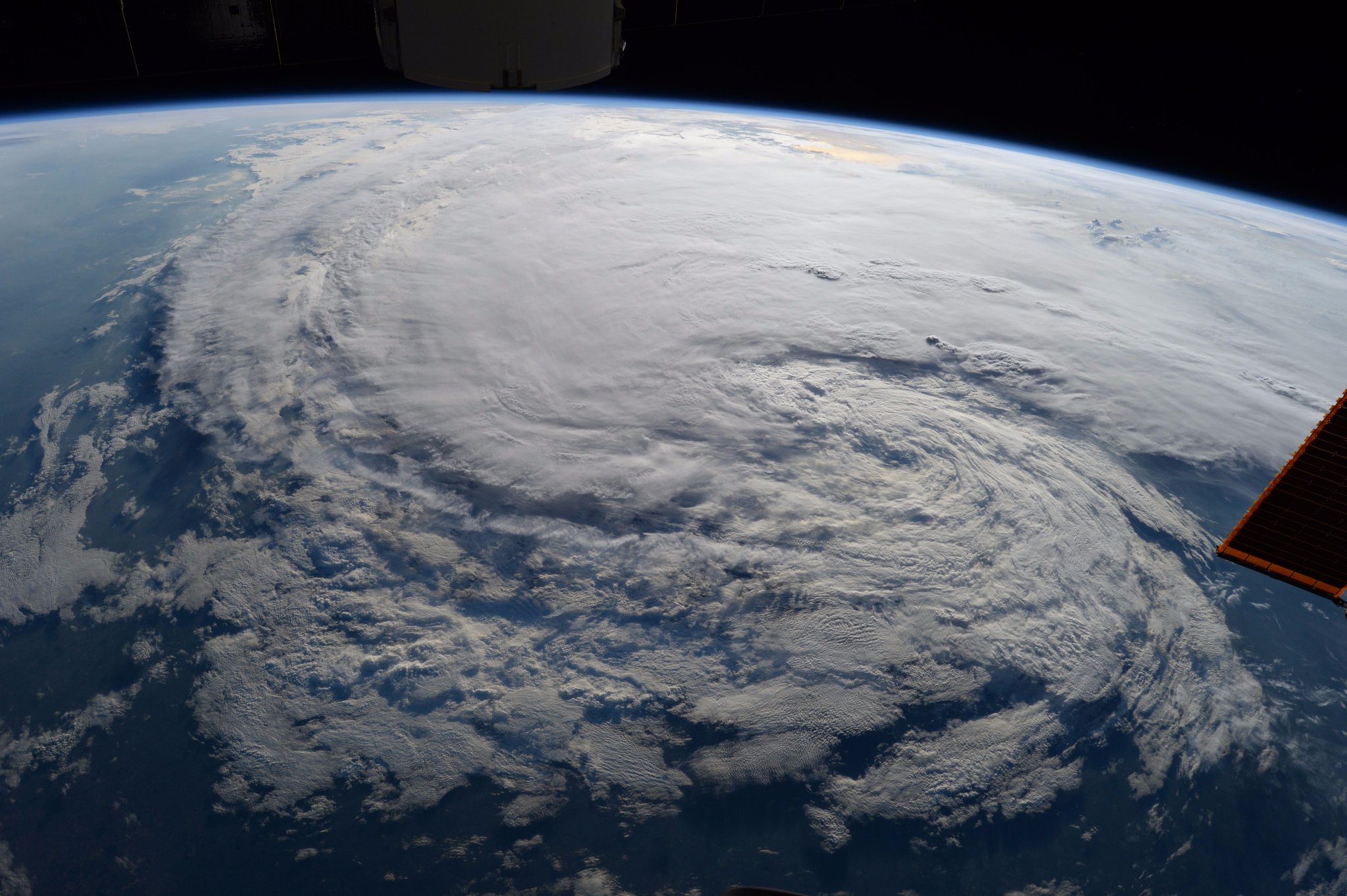 La vista del huracán Harvey desde la Estación Espacial Internacional.