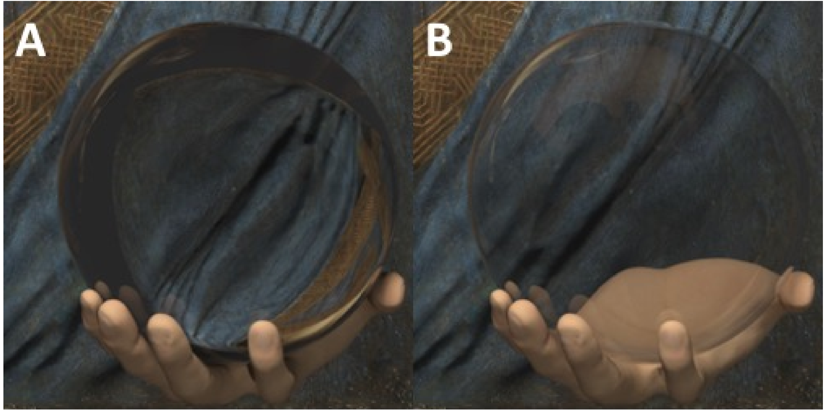 A. Representación de una esfera sólida B. Representación de una esfera hueca