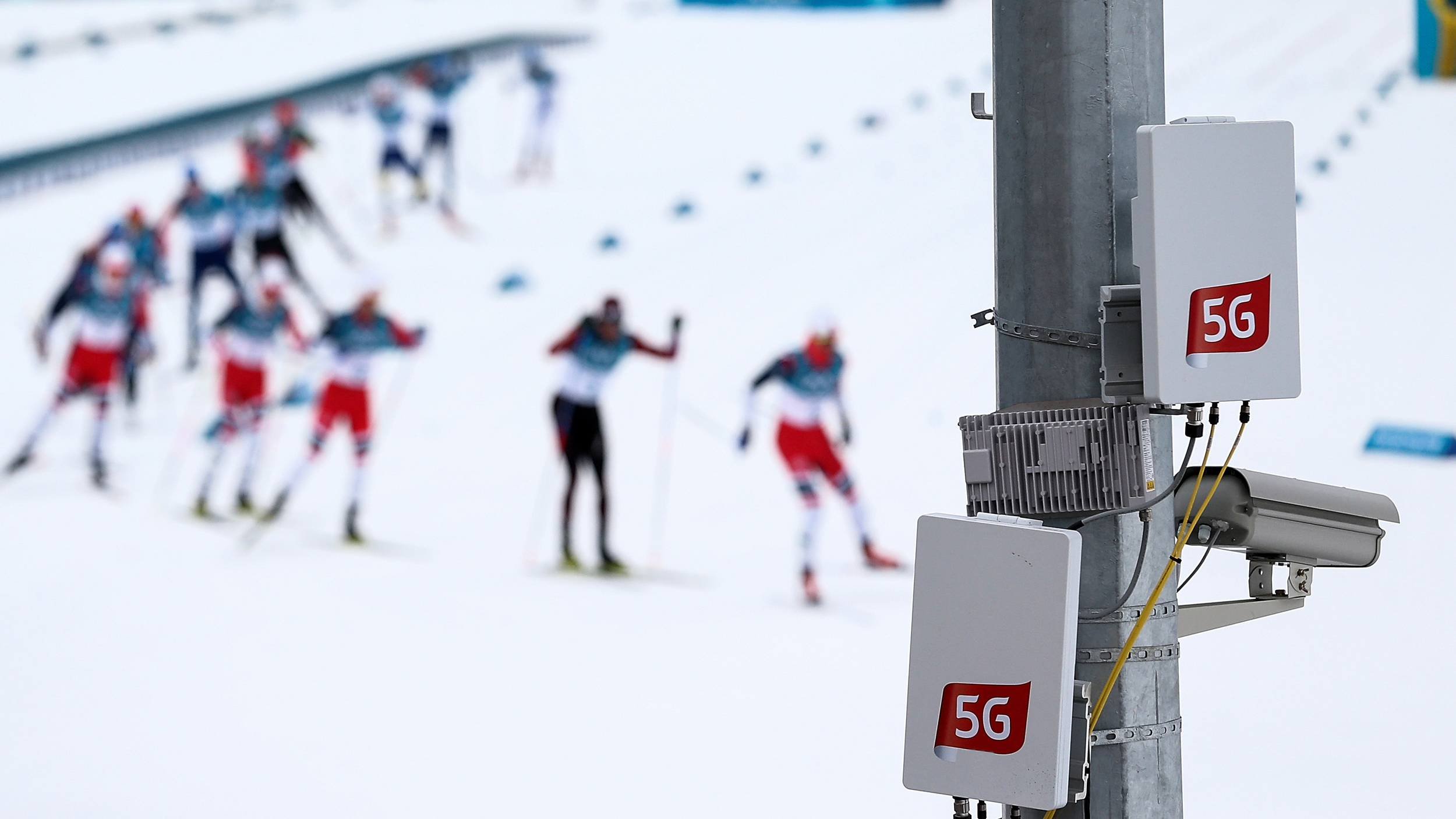 Equipo de red 5G en las Olimpiadas de Pyeongchang.