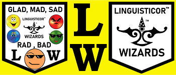 Linguisticor Wizards: GLAD, MAD, SAD, RAD, BAD logo