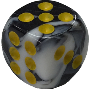 D6, 12mm, Rounded, White/Black Thumbnail