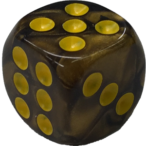 D6, 12mm, Rounded, Golden/Black Thumbnail