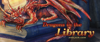 Dragons in the Library Playing Cards logo
