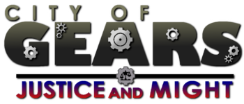 City of Gears: JUSTICE and MIGHT logo