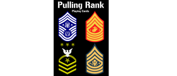 Pulling Rank Playing Cards- Army-Navy-Air Force-Marine Corps logo