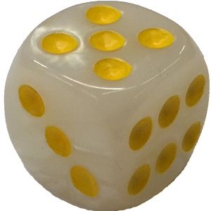 D6, 16mm, Rounded, White Pearl Thumbnail